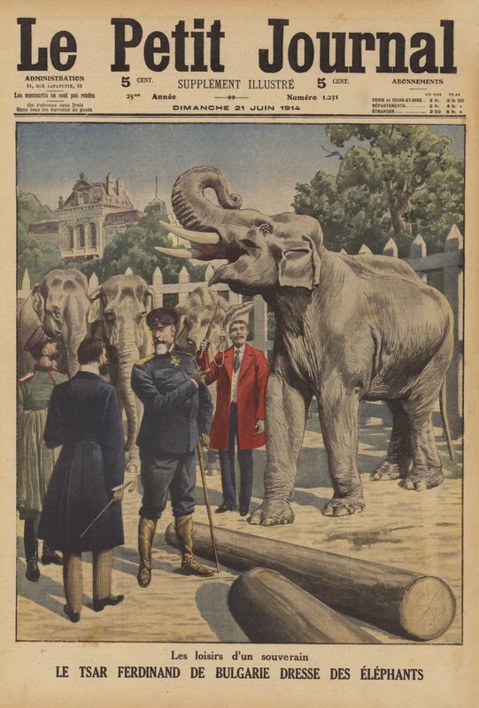 Lo zar Ferdinando I di Bulgaria che addestra elefanti da French School