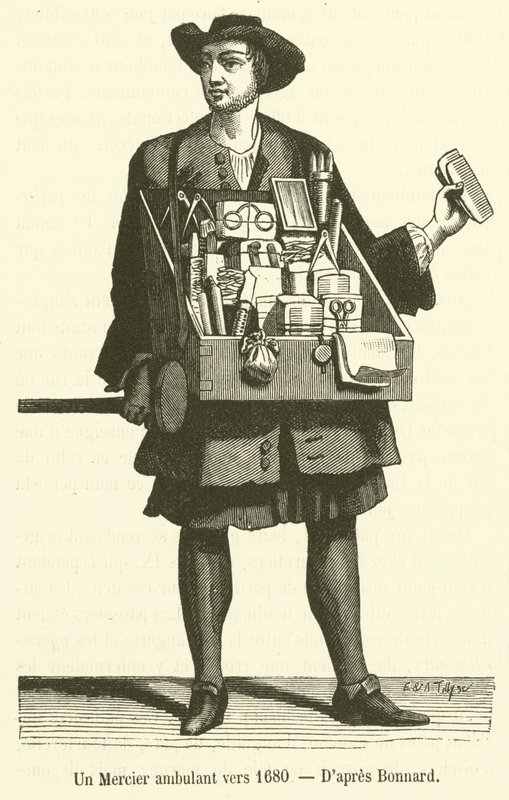 Un Merciaio ambulante verso il 1680 da French School