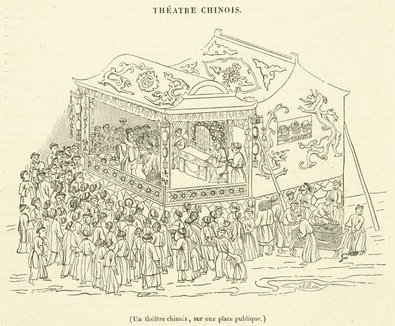 Un teatro cinese, in una piazza pubblica da French School