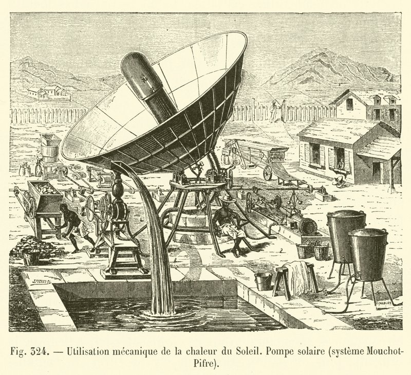 Utilizzo meccanico del calore del Sole, Pompa solare, sistema Mouchot-Pifre da French School