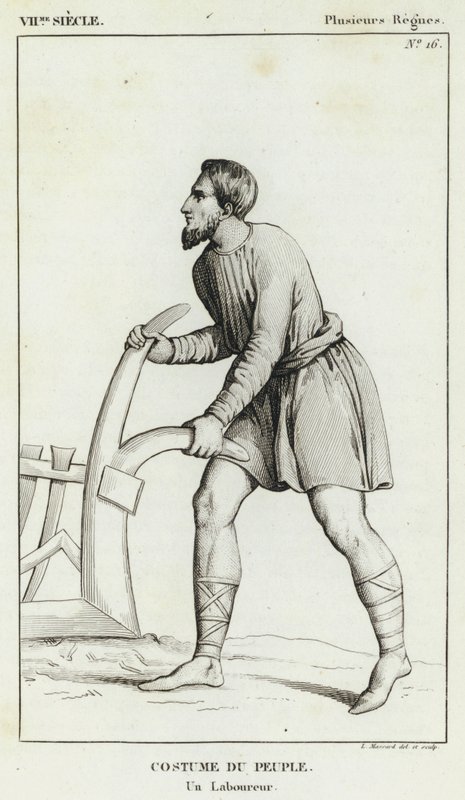 VII secolo, vari regni, costume del popolo, un contadino (incisione) da French School