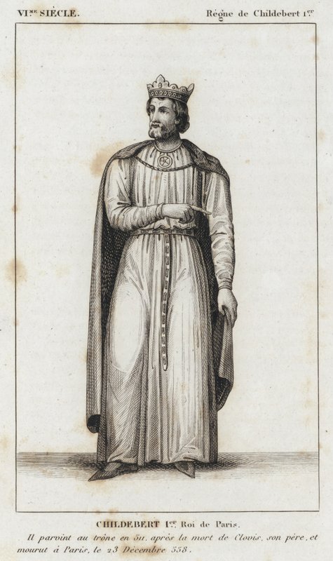 VI Secolo, Regno di Childeberto I, Childeberto I, Re di Parigi (incisione) da French School