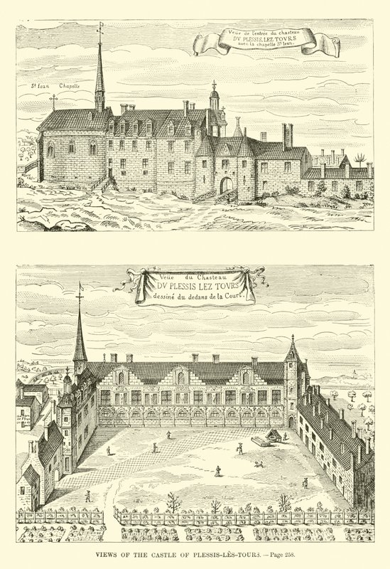 Vedute del castello di Plessis-les-Tours da French School