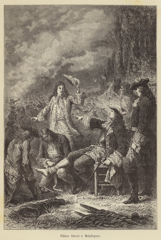 Villars ferito a Malplaquet (incisione) da French School
