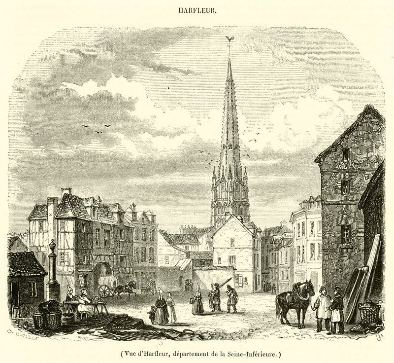 Vista di Harfleur, dipartimento della Senna-Inferiore da French School