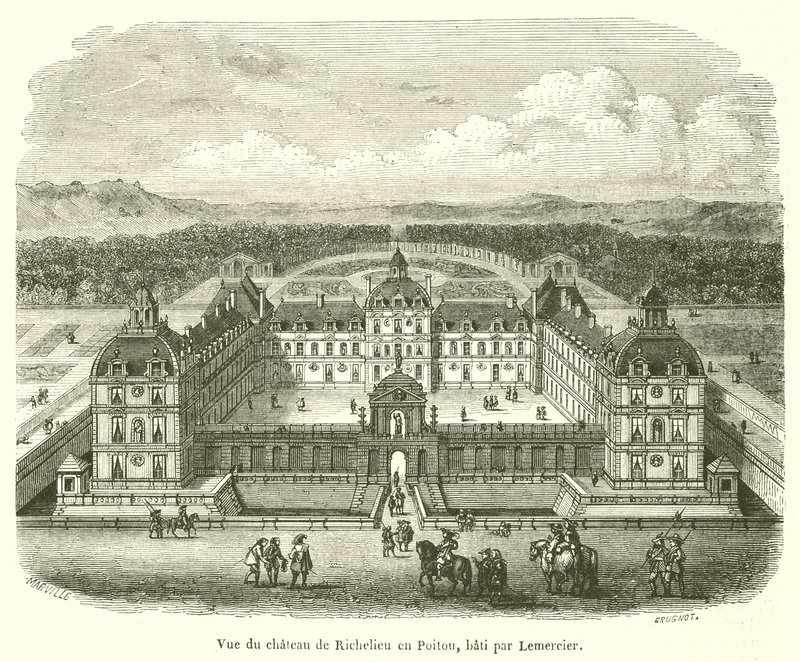 Vista del castello di Richelieu in Poitou, costruito da Lemercier da French School