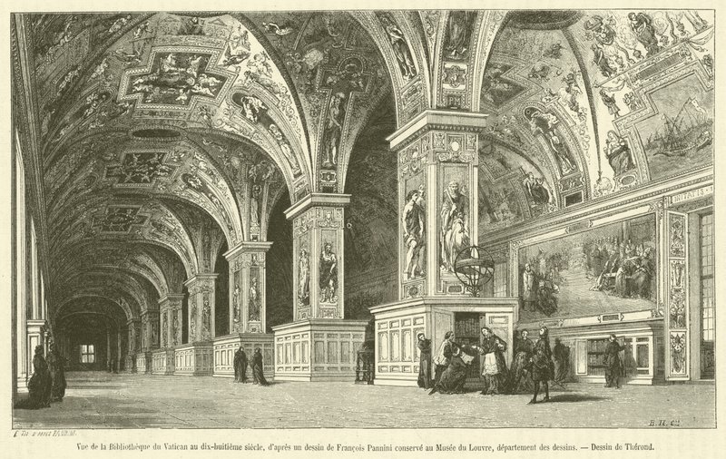Veduta della Biblioteca Vaticana nel diciottesimo secolo da French School