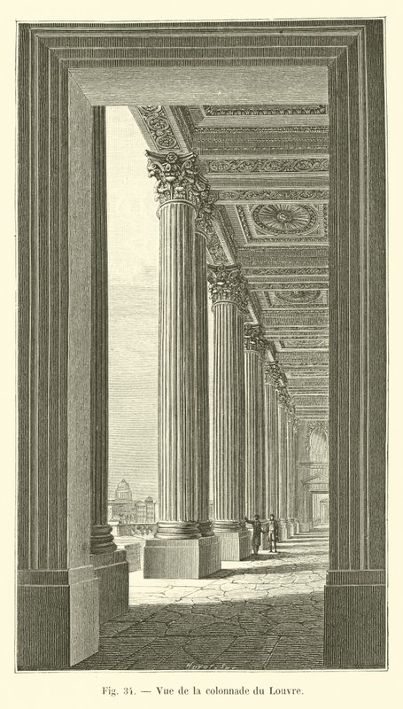 Vista della colonnata del Louvre da French School