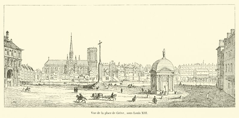 Vista della piazza di Greve, sotto Luigi XIII da French School