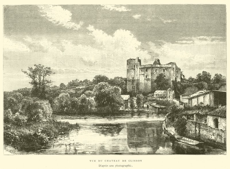 Vista del Castello di Clisson (incisione) da French School