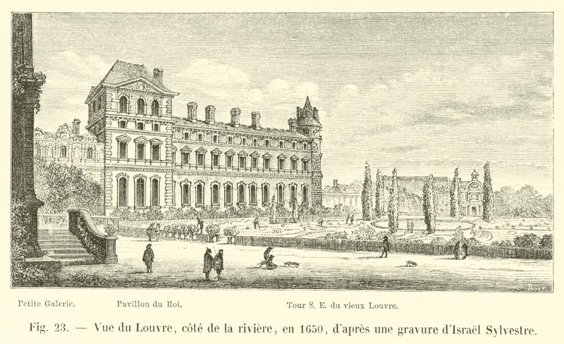 Vista del Louvre, lato del fiume, nel 1650, secondo un