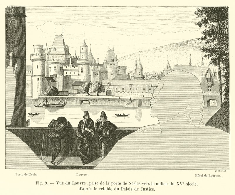 Veduta del Louvre, presa dalla porta di Nesles verso la metà del XV secolo da French School