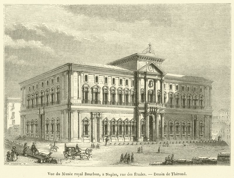 Veduta del Museo reale Borbone, a Napoli, via degli Studi da French School