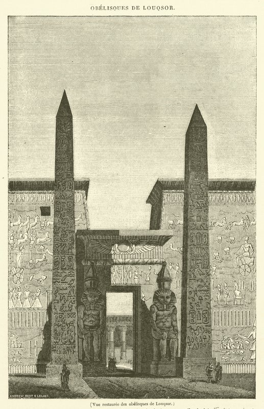 Vista restaurata degli obelischi di Luxor da French School