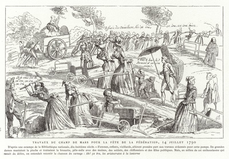 Lavori sul Campo di Marte in preparazione per la Festa della Federazione, Parigi, Rivoluzione Francese, 14 luglio 1790 da French School