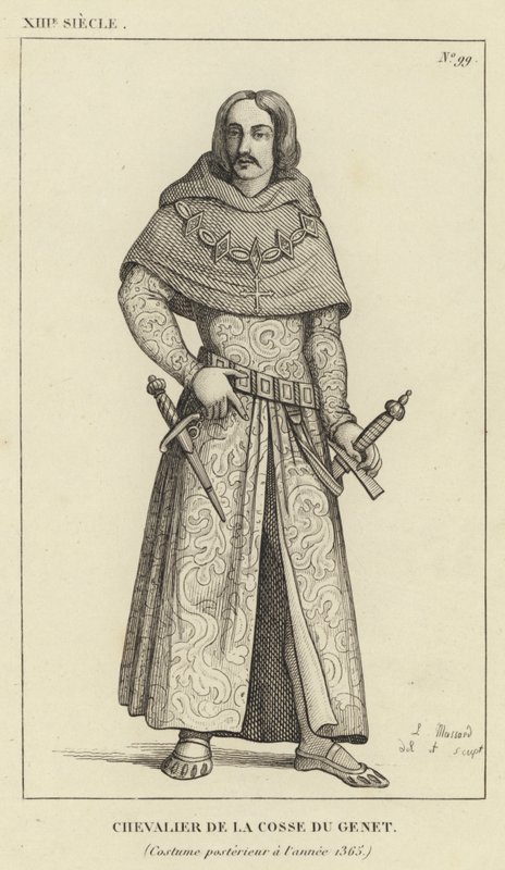 XIII secolo, cavaliere della Cosse du Genet, costume posteriore all