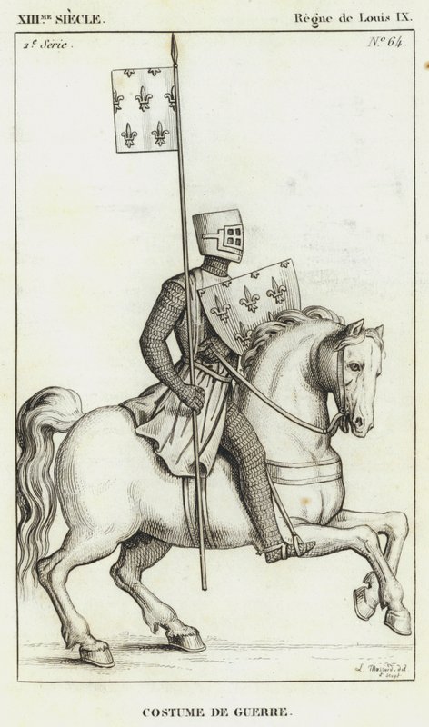 XIII Secolo, Regno di Luigi IX, Costume di Guerra (incisione) da French School
