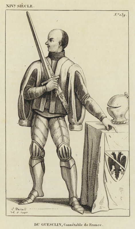 XIV secolo, Du Guesclin, connestabile di Francia (incisione) da French School