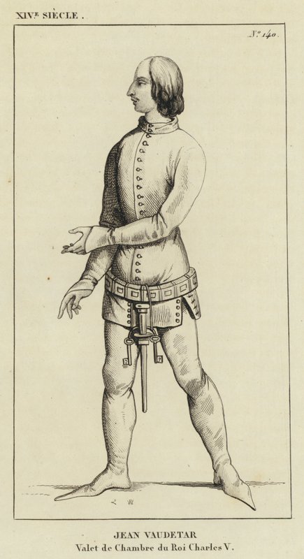 XIV secolo, Jean Vaudetar, valletto di camera del re Carlo V (incisione) da French School