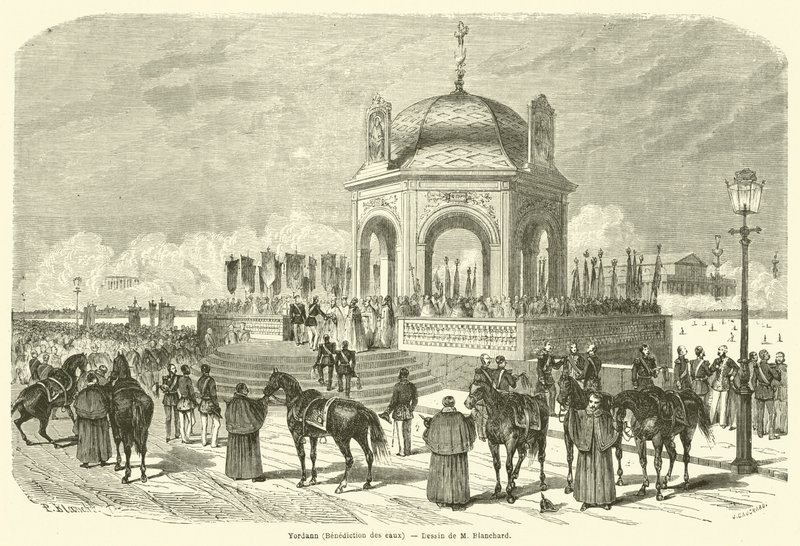 Yordann, Benedizione delle acque (incisione) da French School