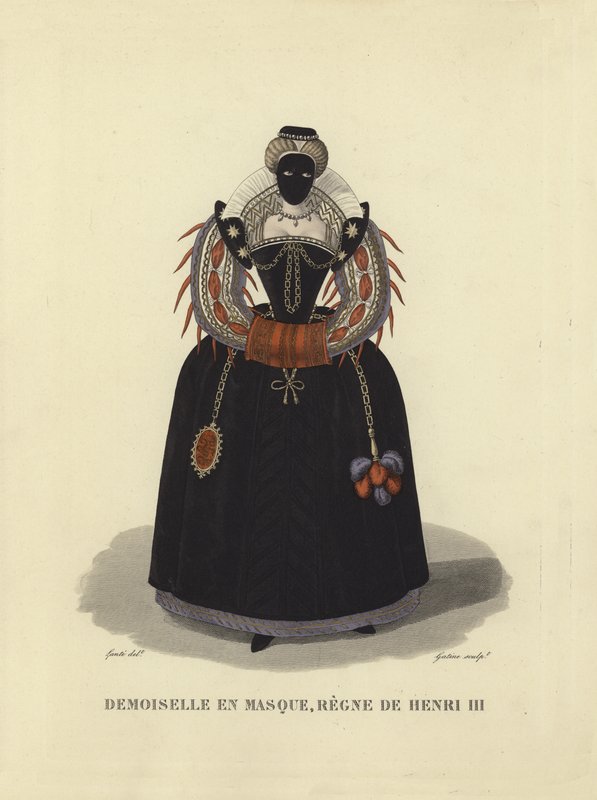Giovane dama con maschera, regno di Enrico III di Francia da French School