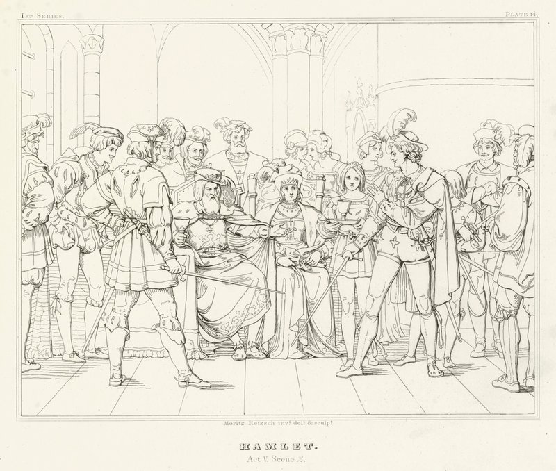 Amleto, Atto V, Scena 2 (incisione) da Friedrich August Moritz Retzsch