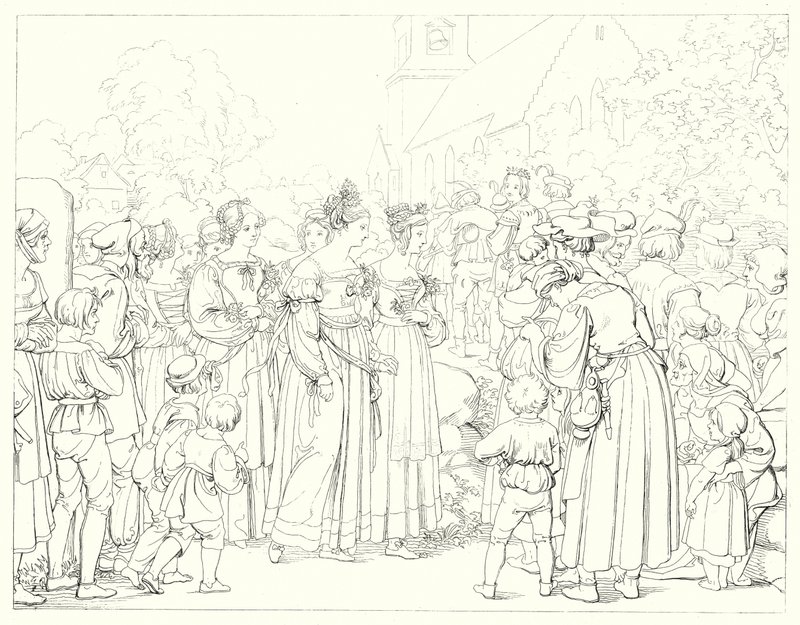 Illustrazione per Lied von der Glocke di Schiller (incisione) da Friedrich August Moritz Retzsch