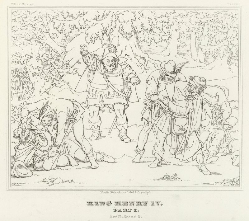 Re Enrico IV, Parte I, Atto II, Scena 2 (incisione) da Friedrich August Moritz Retzsch