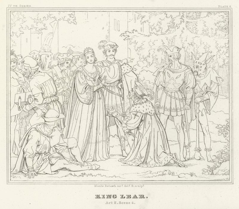 Re Lear, Atto II, Scena 4 (incisione) da Friedrich August Moritz Retzsch