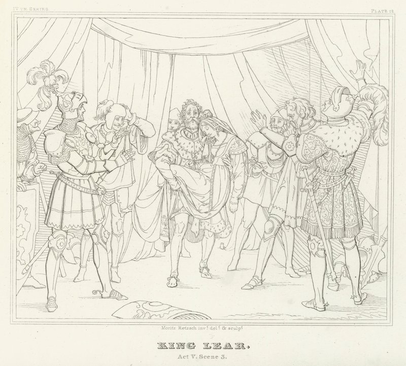 Re Lear, Atto V, Scena 3 (incisione) da Friedrich August Moritz Retzsch