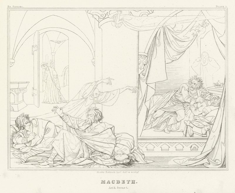 Macbeth, Atto II, Scena 1 da Friedrich August Moritz Retzsch