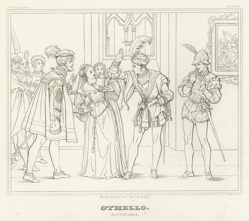 Otello, Atto IV, Scena 1 (incisione) da Friedrich August Moritz Retzsch