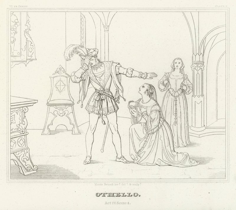 Otello, Atto IV, Scena 2 (incisione) da Friedrich August Moritz Retzsch