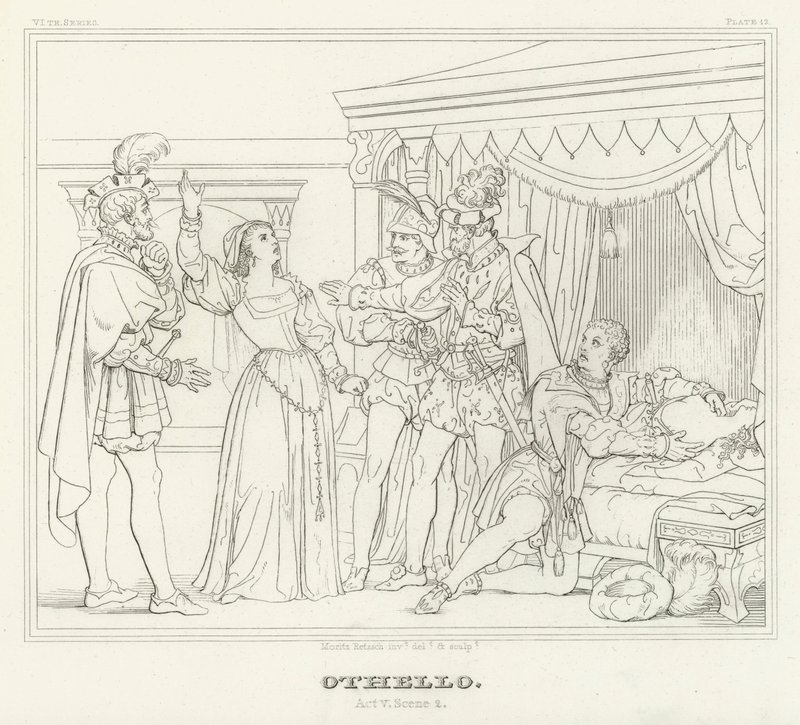 Otello, Atto V, Scena 2 (incisione) da Friedrich August Moritz Retzsch