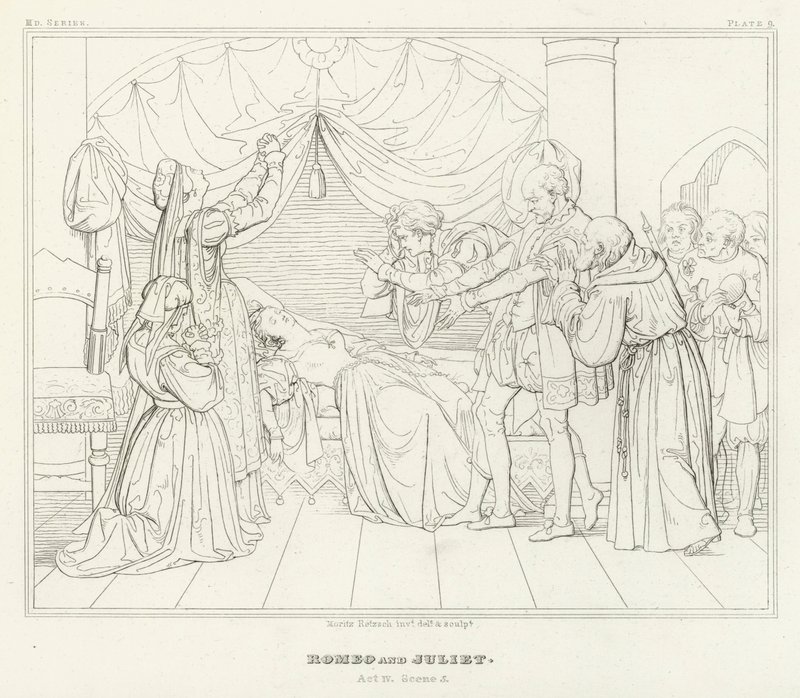 Romeo e Giulietta, Atto IV, Scena 5 da Friedrich August Moritz Retzsch