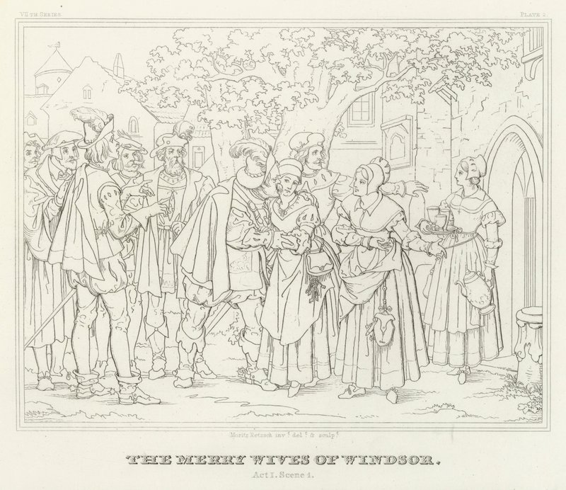 Le allegre comari di Windsor, Atto I, Scena 1 (incisione) da Friedrich August Moritz Retzsch