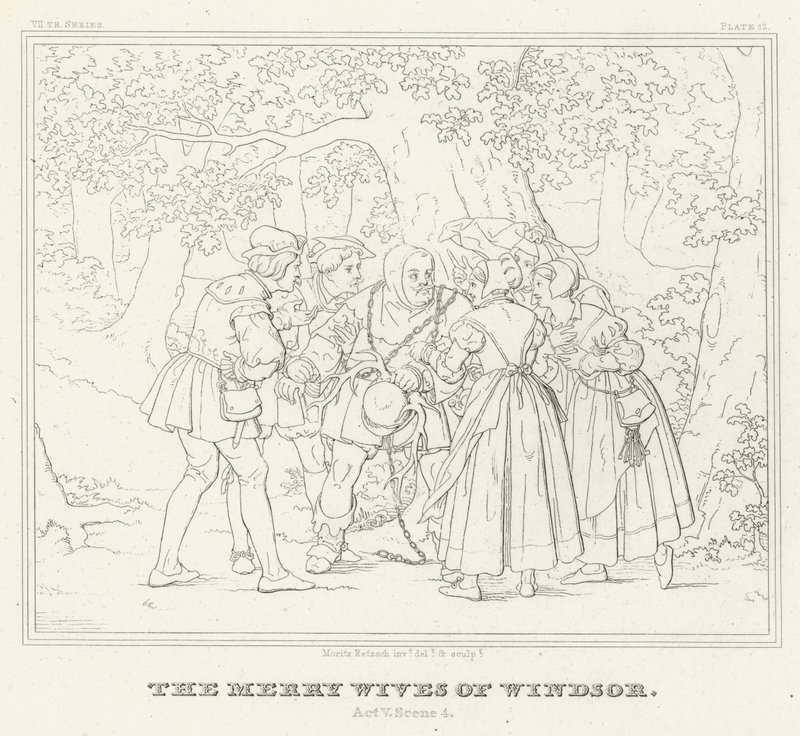 Le allegre comari di Windsor, Atto V, Scena 4 (incisione) da Friedrich August Moritz Retzsch
