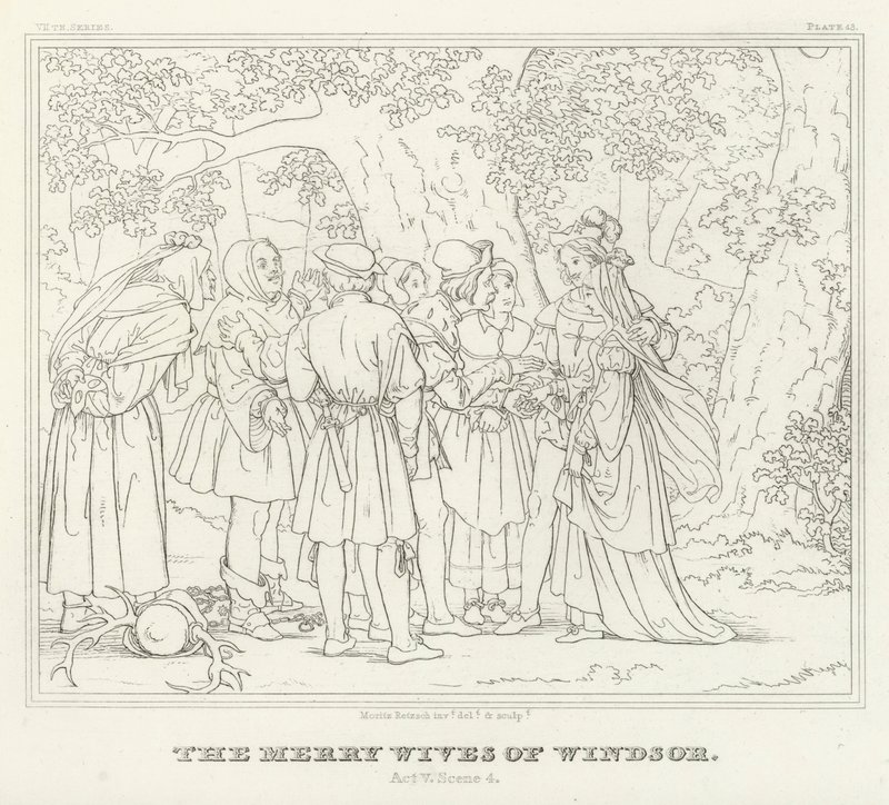 Le allegre comari di Windsor, Atto V, Scena 4 (incisione) da Friedrich August Moritz Retzsch