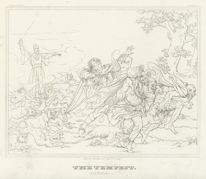 La tempesta, Atto IV, Scena 1 (incisione) da Friedrich August Moritz Retzsch