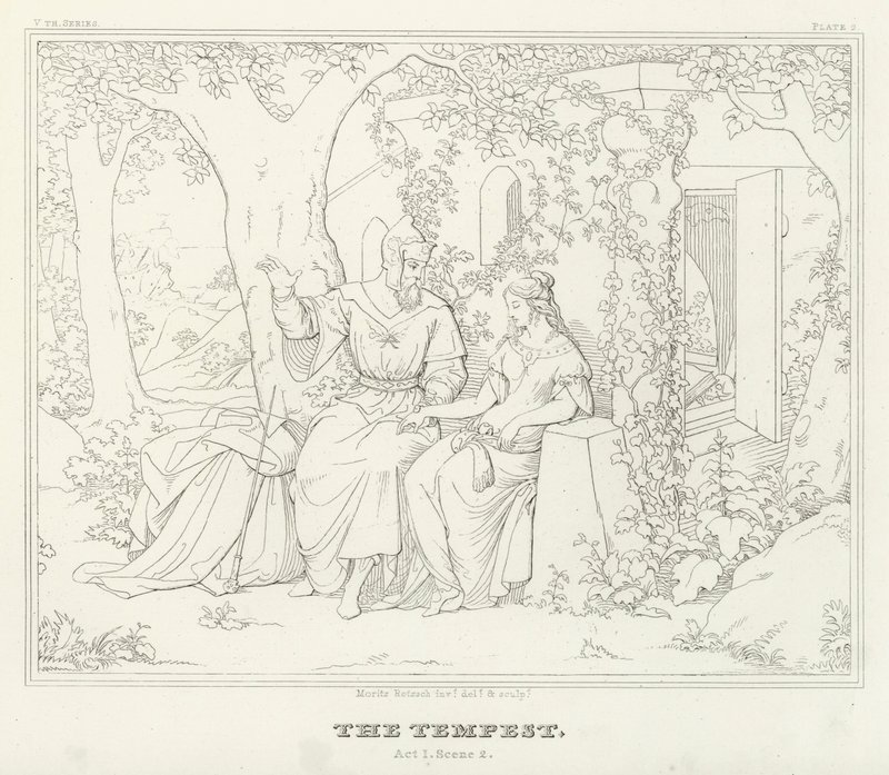 La Tempesta, Atto I, Scena 2 (incisione) da Friedrich August Moritz Retzsch