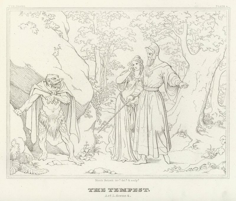 La Tempesta, Atto I, Scena 2 (incisione) da Friedrich August Moritz Retzsch