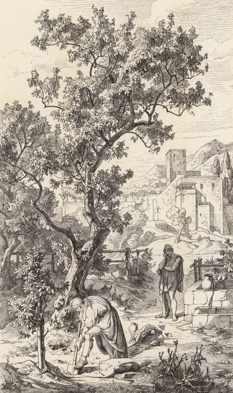 Ulisse visita suo padre Laerte (incisione) da Friedrich the Elder Preller