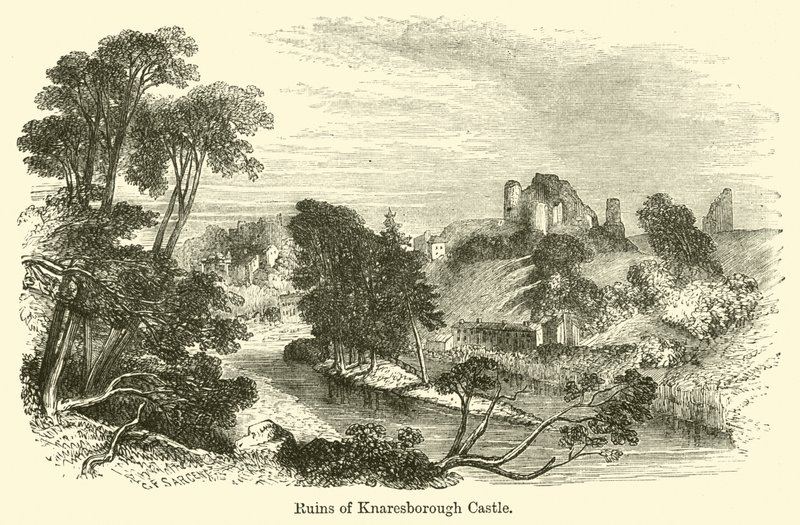 Rovine del castello di Knaresborough da G. F. Sargent