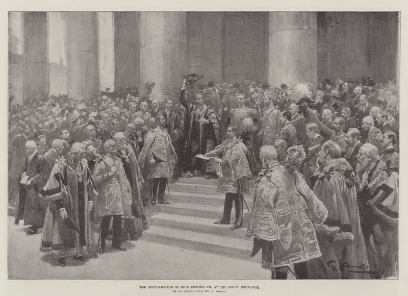 La proclamazione di Re Edoardo VII, alla Royal Exchange da G.S. Amato