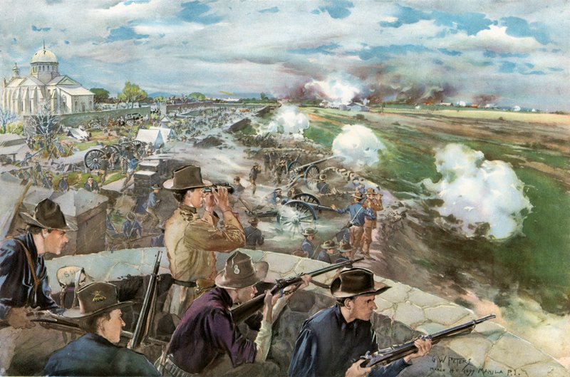 La battaglia prima di Caloocan, 10 febbraio 1899 - Vista dalla chiesa cinese da G. W. Peters