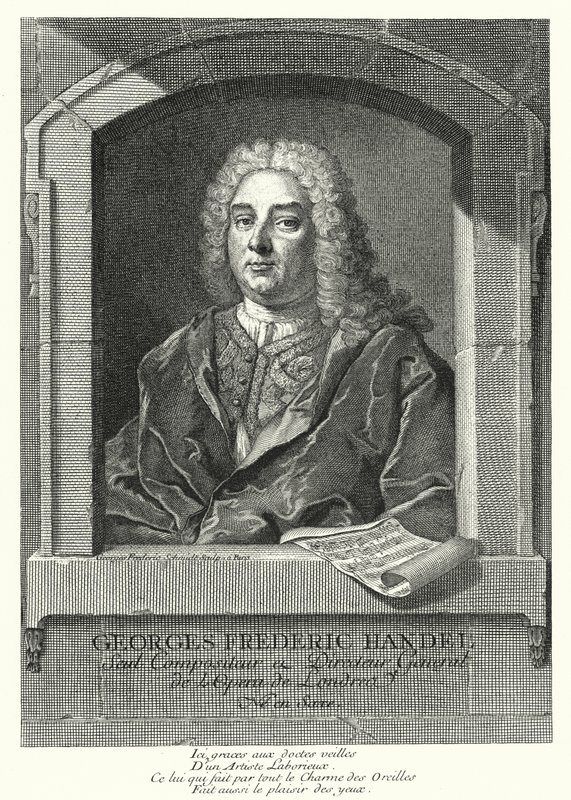 Georg Friedrich Händel, compositore barocco tedesco (incisione) da Georg Friedrich Schmidt