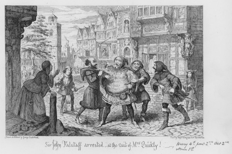 Sir John Falstaff arrestato, su denuncia di Mrs Quickly! da George Cruikshank