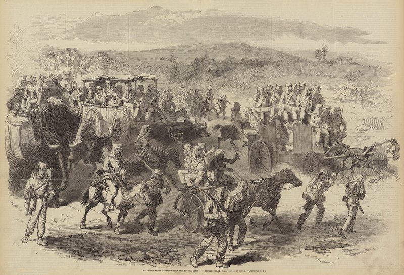 Rinforzi che avanzano verso il campo prima di Delhi da George Francklin Atkinson