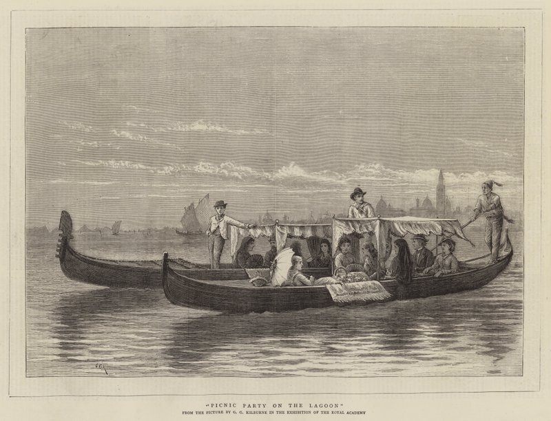 Festa sul prato nella laguna da George Goodwin Kilburne