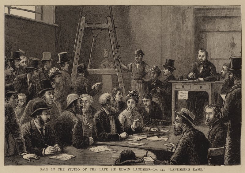 Vendita nello studio del defunto Sir Edwin Landseer, Lotto 440, il cavalletto di Landseer da George Goodwin Kilburne